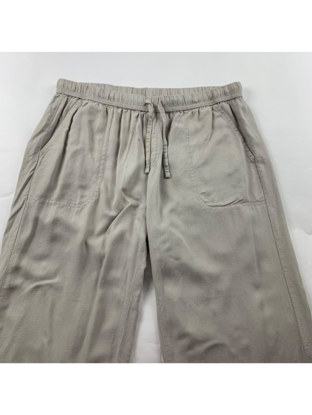 Splendid Natural Linen Blend Wide Leg Cropped Lounge Pant L - Picture 2 of 6